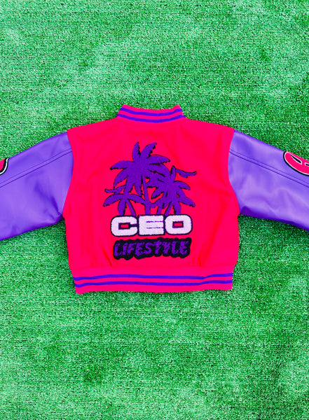 Fuchsia/Purple CEO Varsity Jacket