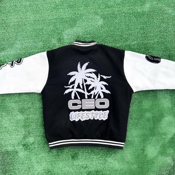 CEO Lifestyle Varsity Jacket-Black/White